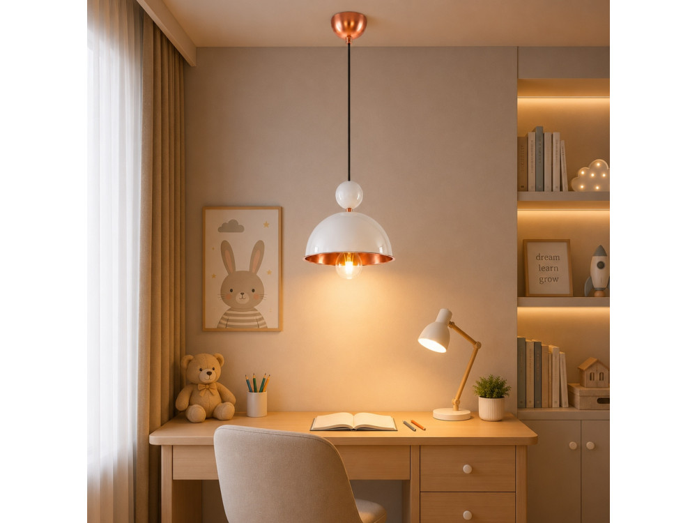 "Bubble" Metal Pendant Light - 21 x 21 cm - Beige