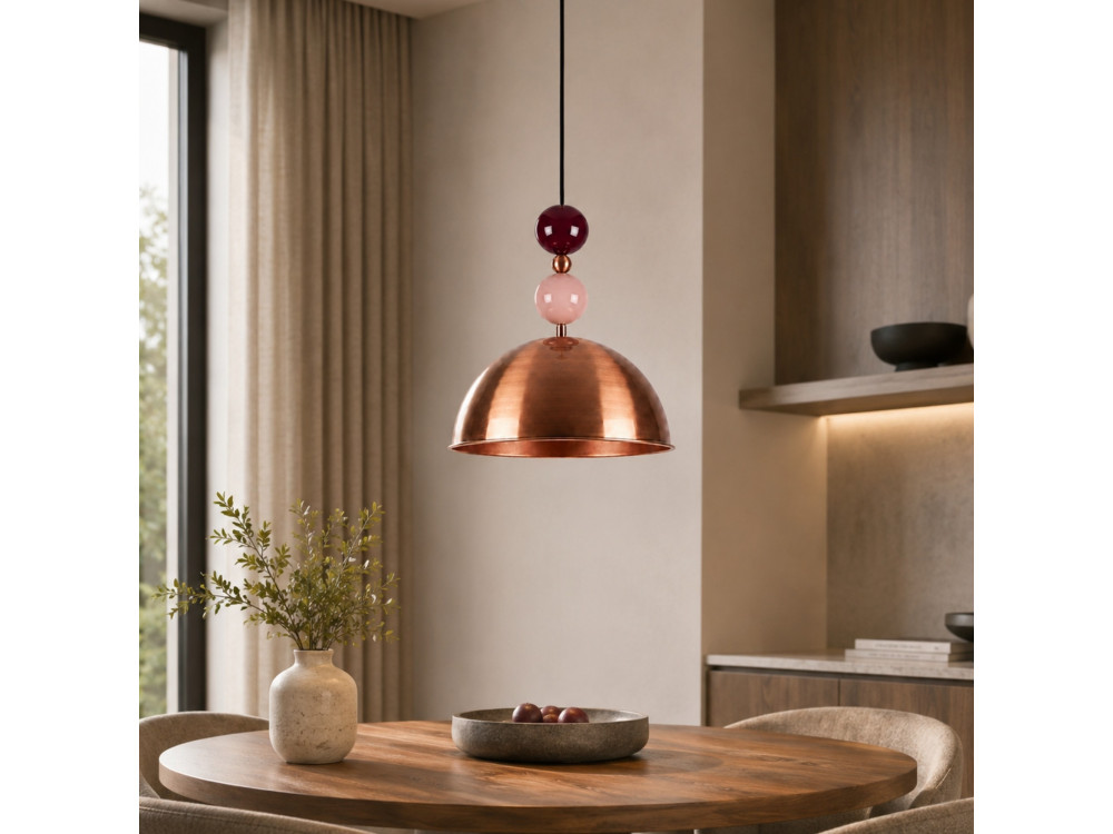 "Bubble" Metal Pendant Light - 31 x 31 cm - Copper