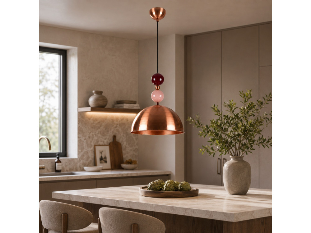 "Bubble" Metal Pendant Light - 31 x 31 cm - Copper