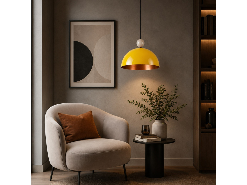 "Bubble" Metal Pendant Light - 40 x 40 cm - Yellow