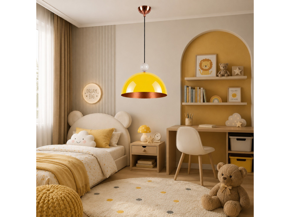 "Bubble" Metal Pendant Light - 40 x 40 cm - Yellow