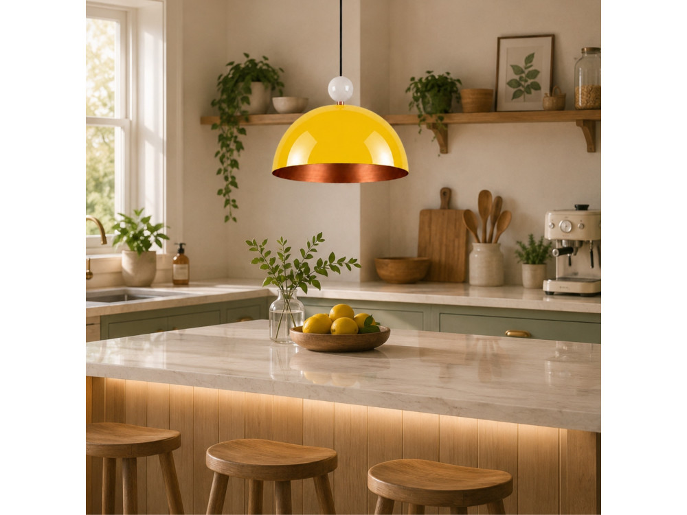 "Bubble" Metal Pendant Light - 40 x 40 cm - Yellow