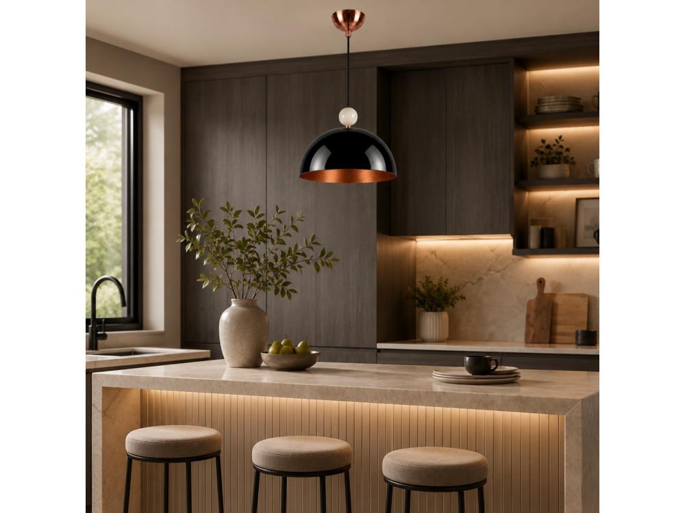 "Bubble" Metal Pendant Light - 40 x 40 cm - Black