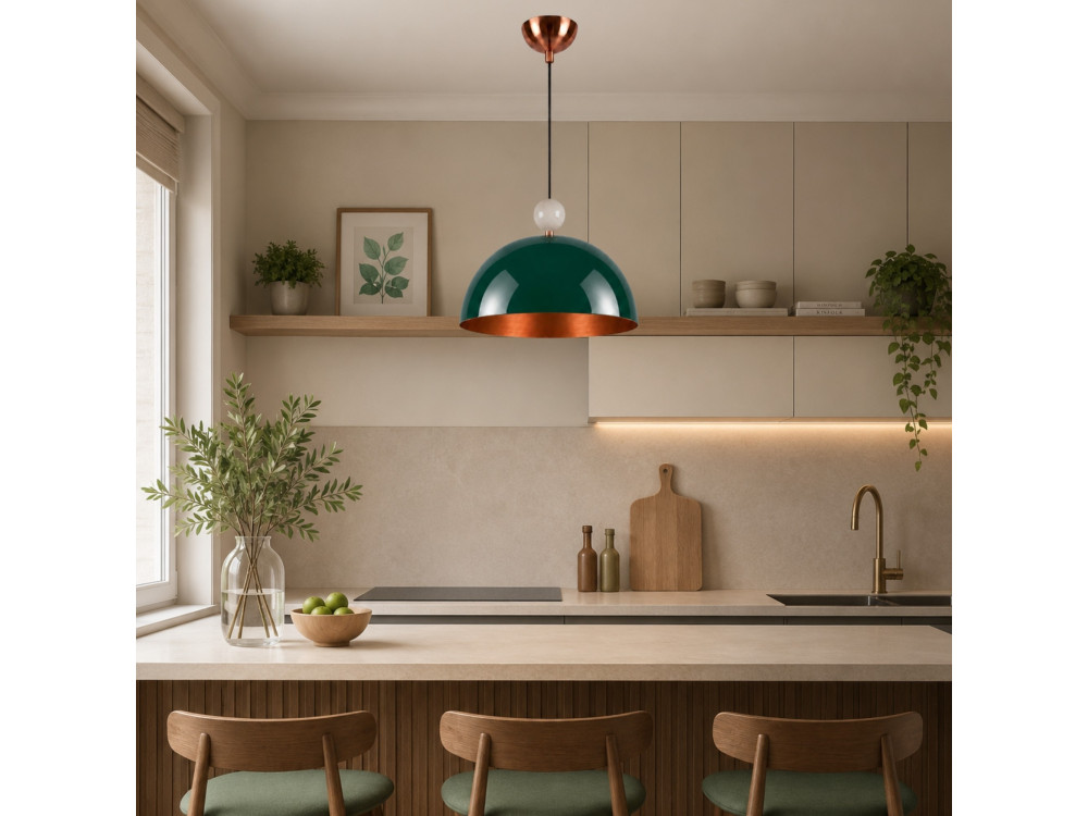 "Bubble" Metal Pendant Light - 40 x 40 cm - Dark Green