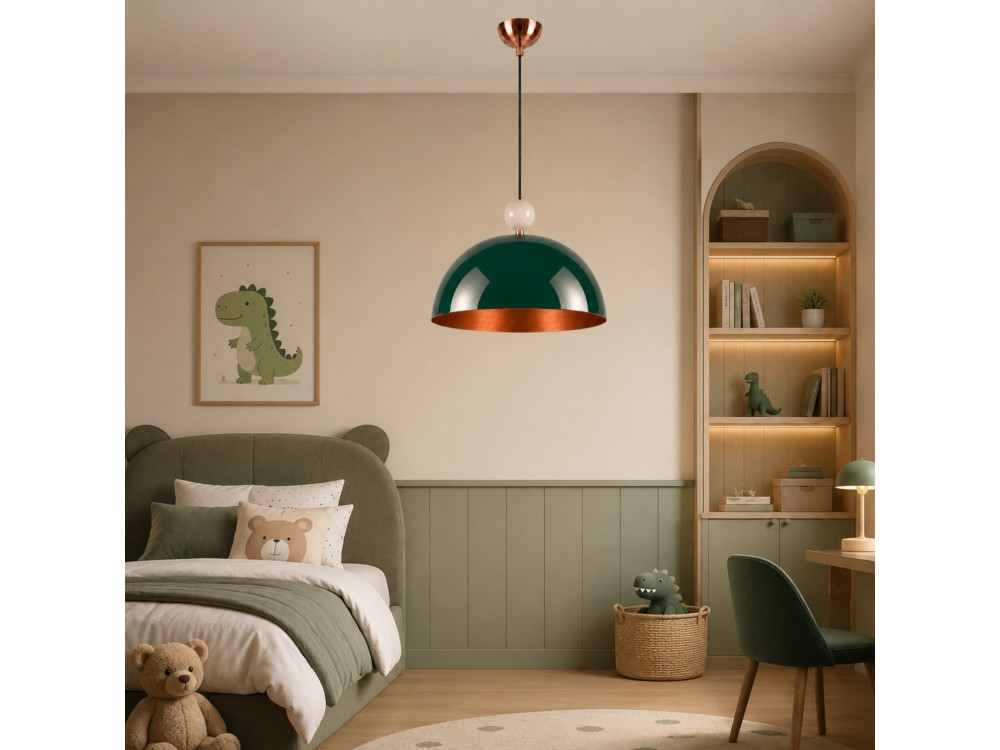 "Bubble" Metal Pendant Light - 40 x 40 cm - Dark Green
