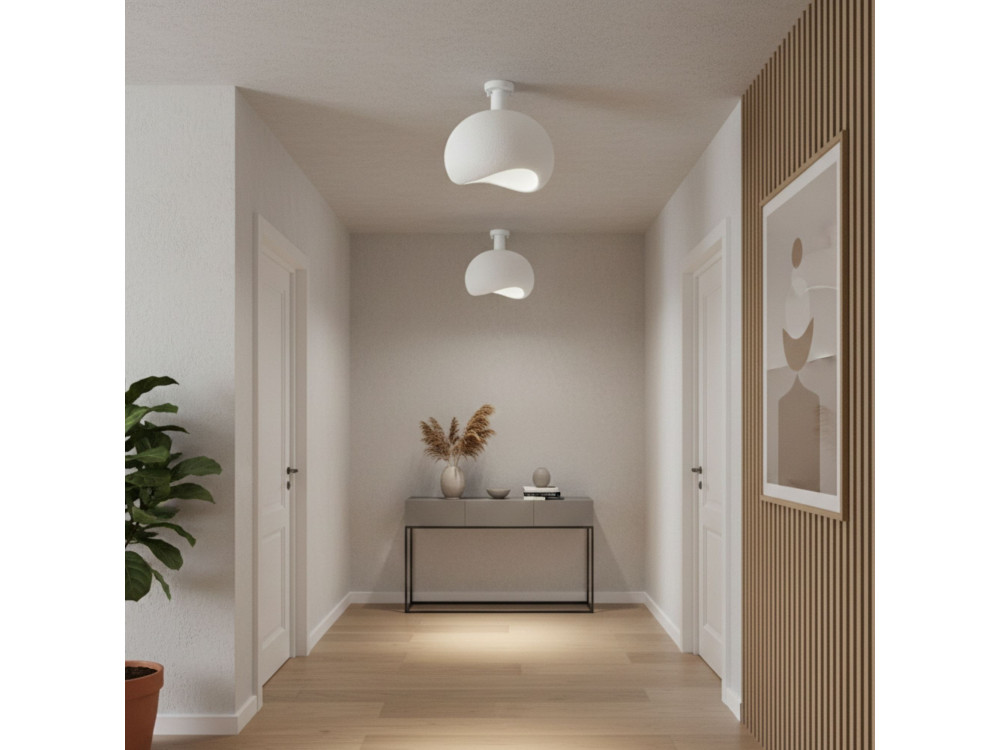 "Yontu" Metal Ceiling Light - 34 x 29 x 33 cm - White