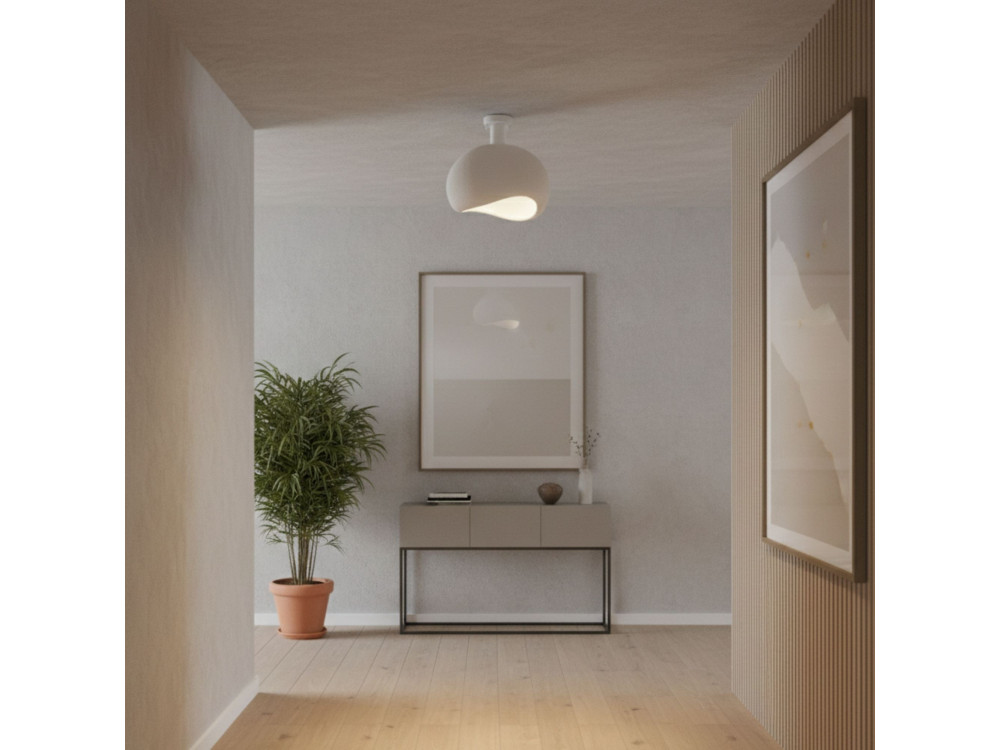 "Yontu" Metal Ceiling Light - 34 x 29 x 33 cm - White