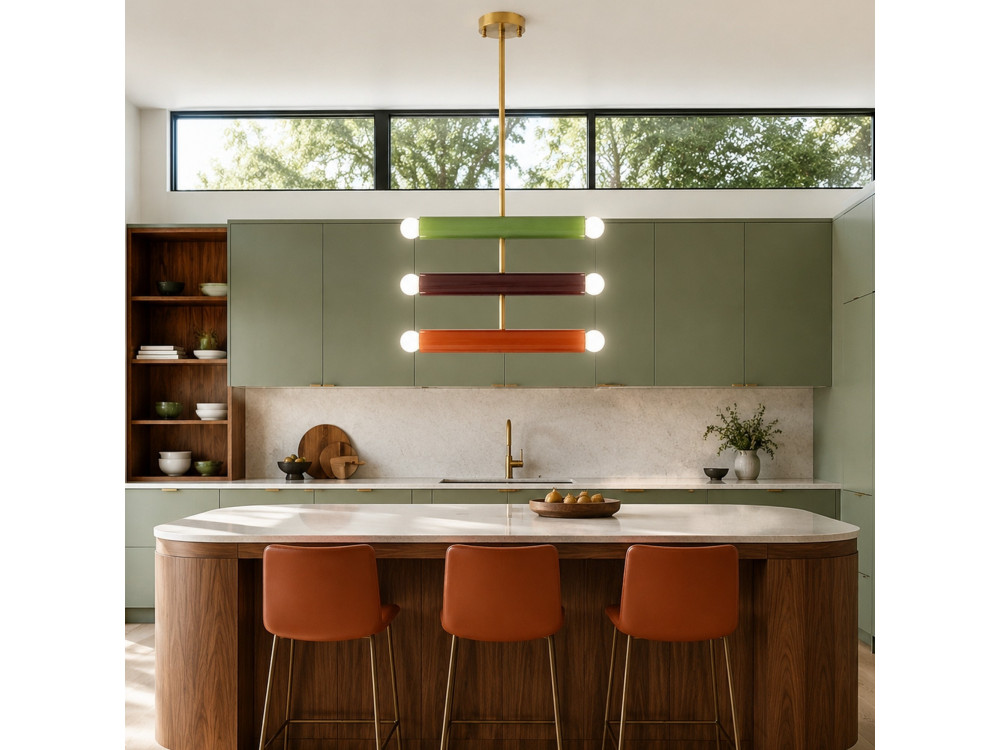 "Vento" Metal Chandelier - 35 x 10 cm - Green