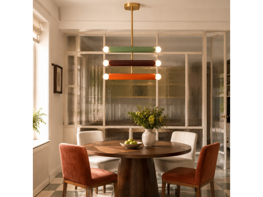 "Vento" Metal Chandelier - 35 x 10 cm - Green