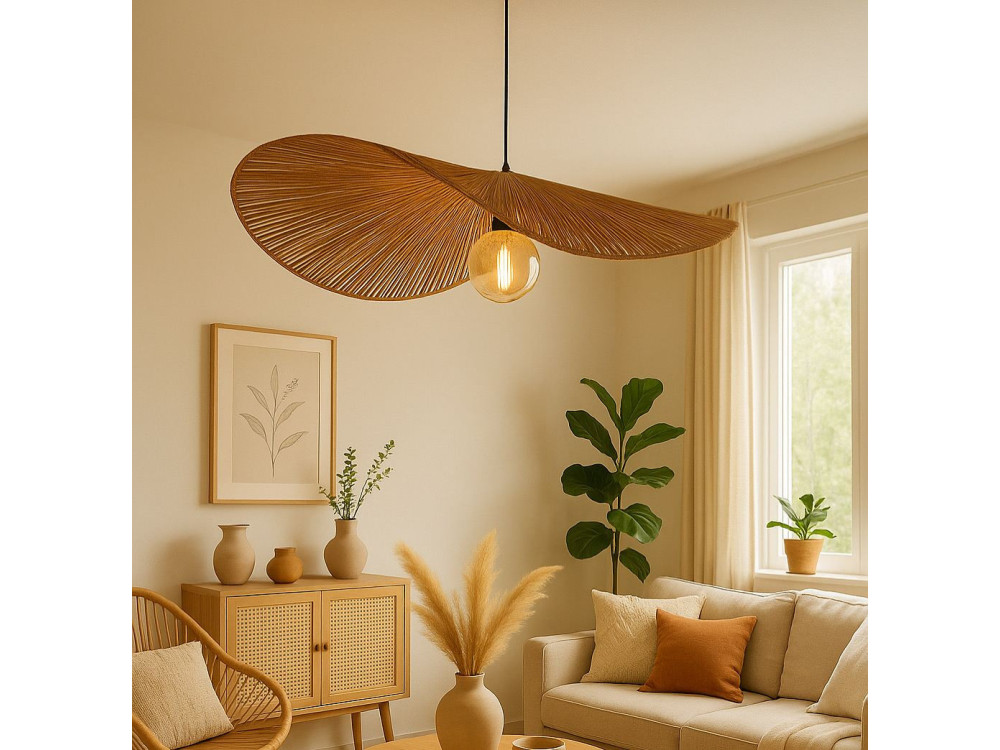 "Bruz" Bamboo Pendant Lamp - 30 x 30 cm - Beige