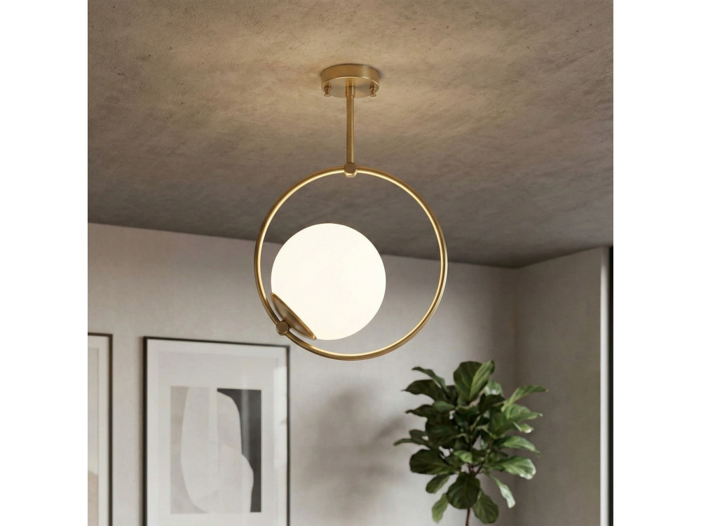 "Dolunay" Metal Pendant Light - 26 x 15 cm - Yellow