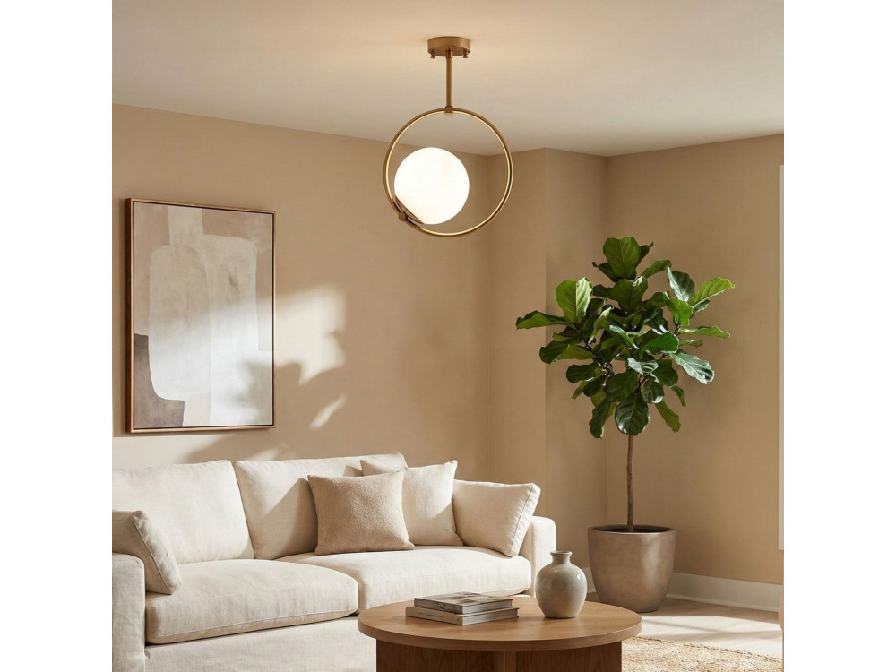 "Dolunay" Metal Pendant Light - 26 x 15 cm - Yellow