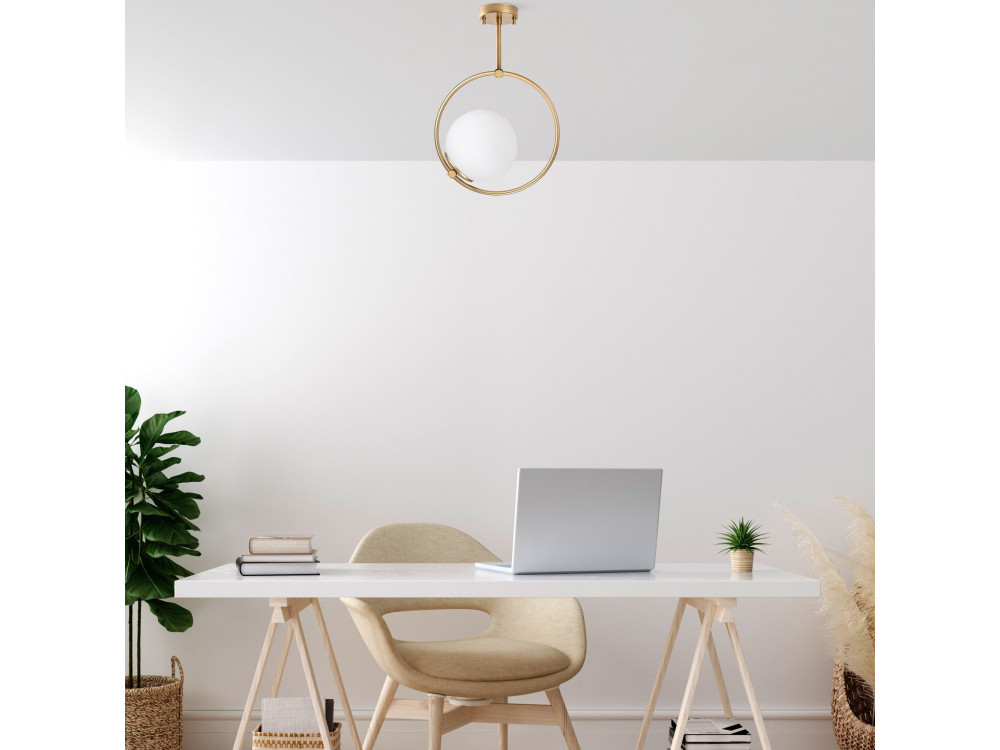 "Dolunay" Metal Pendant Light - 26 x 15 cm - Yellow