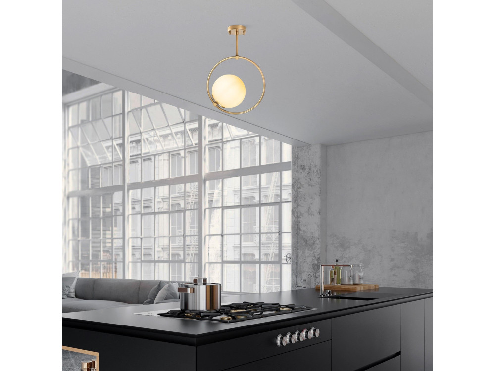 "Dolunay" Metal Pendant Light - 26 x 15 cm - Yellow