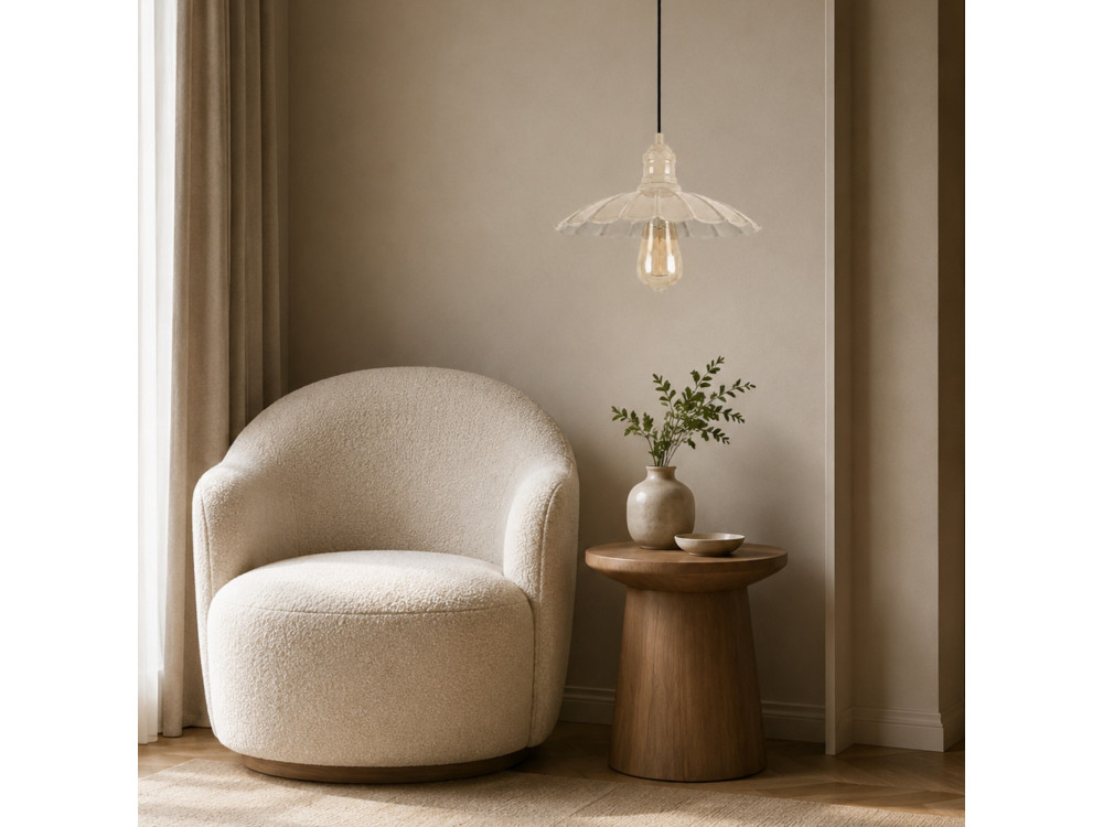 "Volan" Metal Pendant Light - 25 x 25 cm - Beige