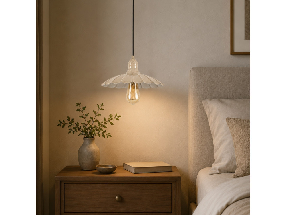 "Volan" Metal Pendant Light - 25 x 25 cm - Beige