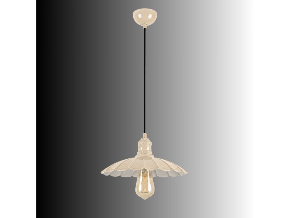 "Volan" Metal Pendant Light - 25 x 25 cm - Beige