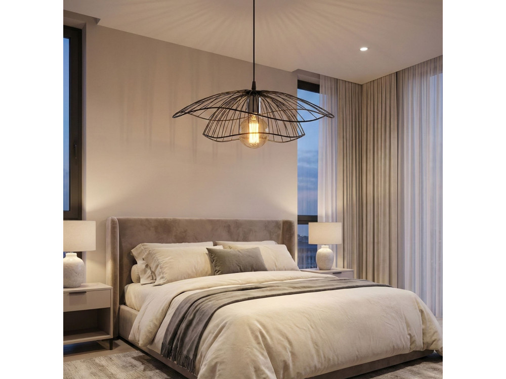 "Tel" Metal Pendant Light - 50 x 50 cm - Black