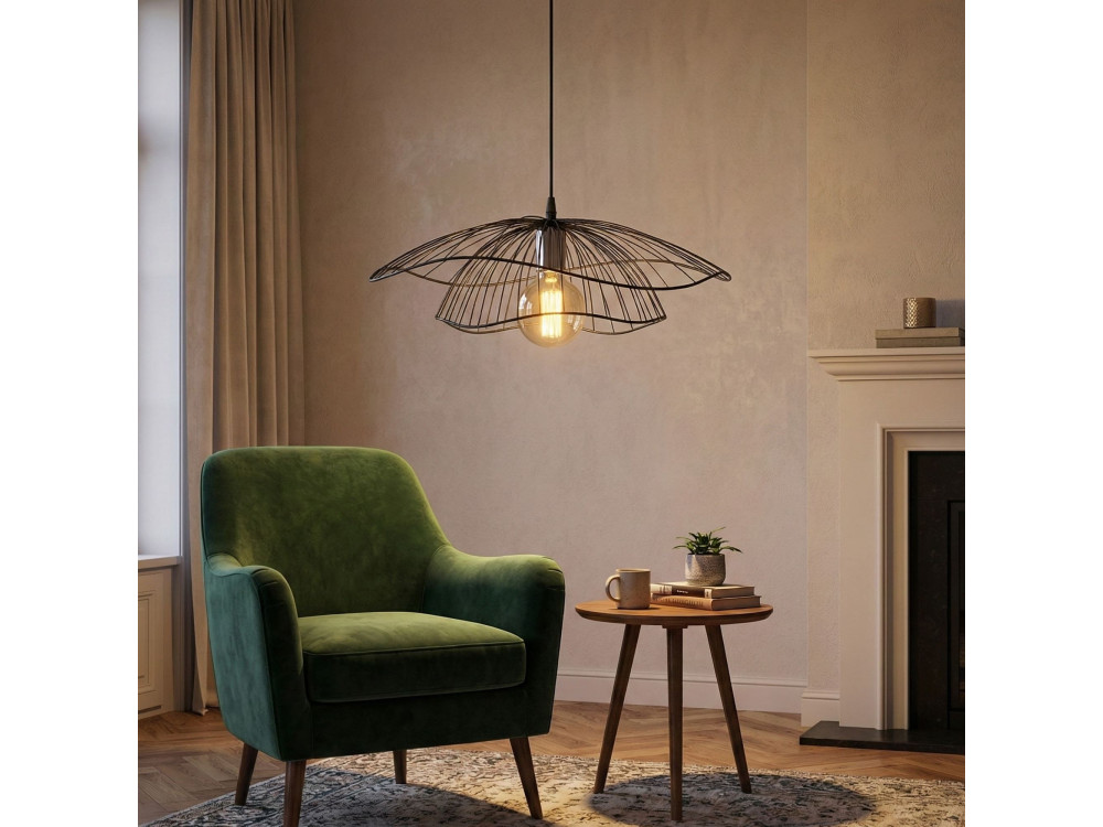 "Tel" Metal Pendant Light - 50 x 50 cm - Black