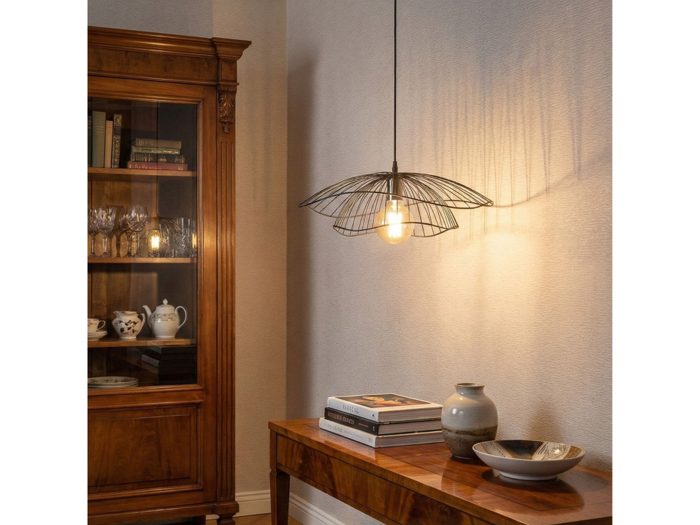 "Tel" Metal Pendant Light - 50 x 50 cm - Black