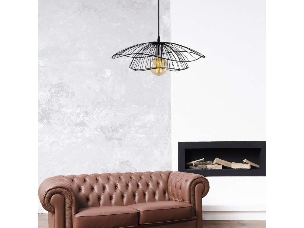 "Tel" Metal Pendant Light - 50 x 50 cm - Black