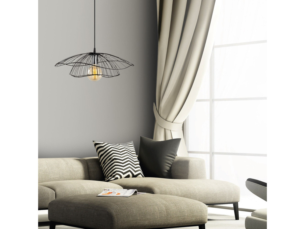 "Tel" Metal Pendant Light - 50 x 50 cm - Black