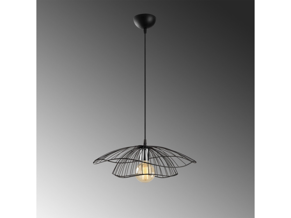 "Tel" Metal Pendant Light - 50 x 50 cm - Black