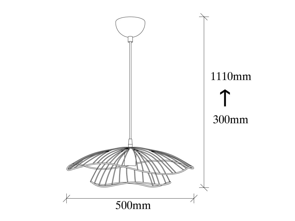 "Tel" Metal Pendant Light - 50 x 50 cm - Black