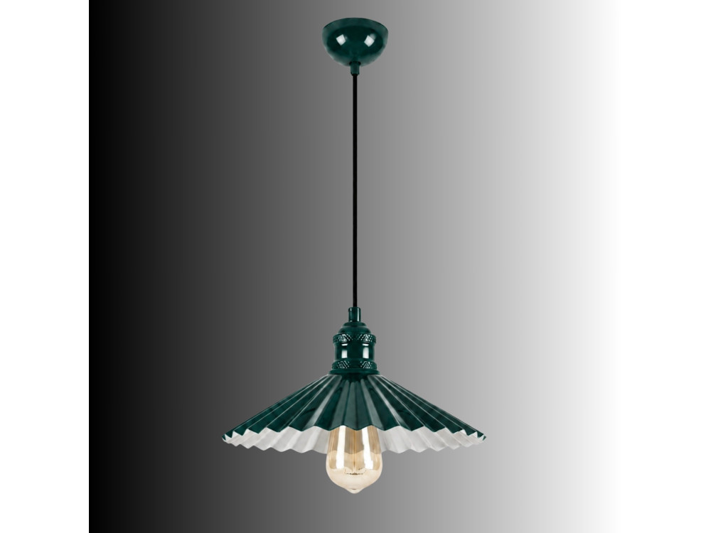 "Plise" Metal Pendant Light - 32 x 32 cm - Dark Green