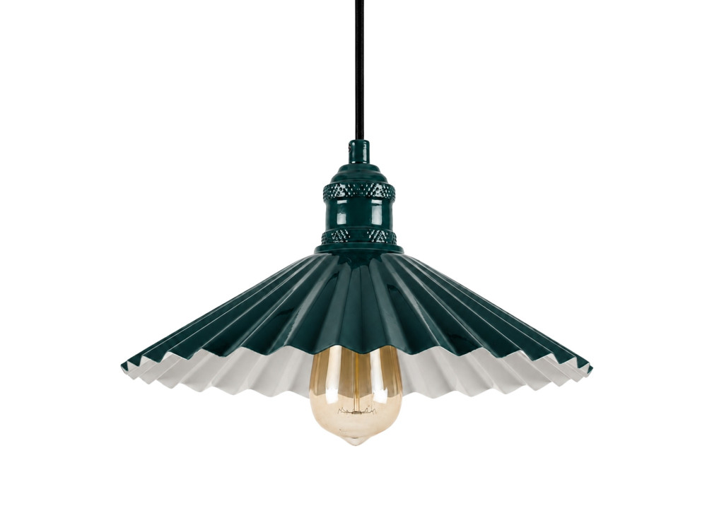 "Plise" Metal Pendant Light - 32 x 32 cm - Dark Green