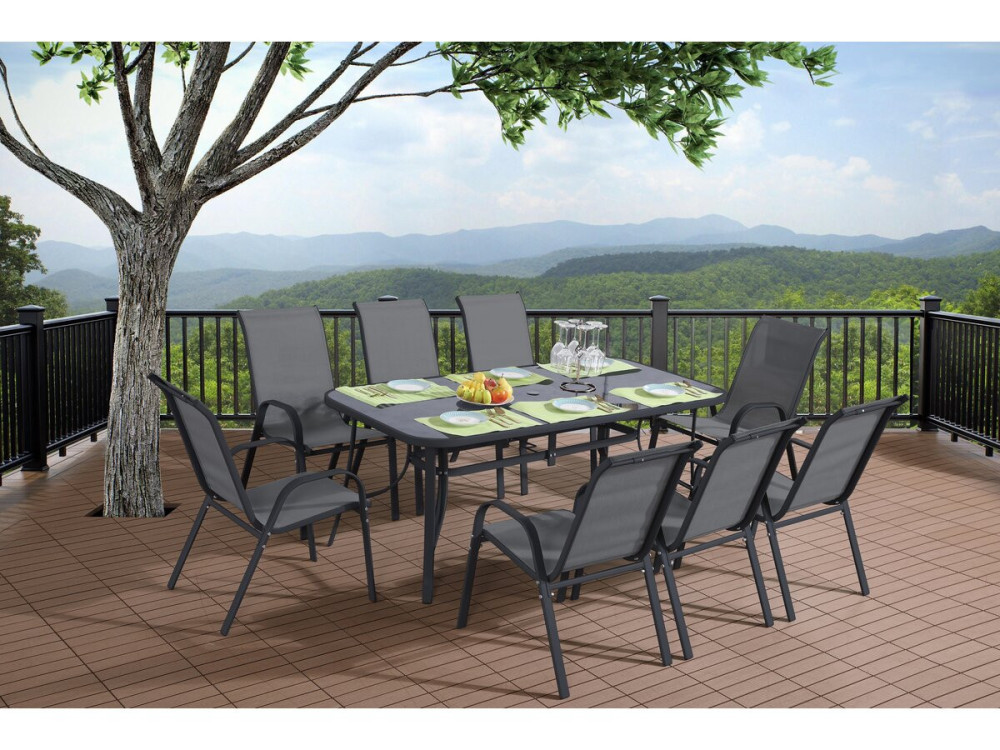 "Cordoba" Garden Table - Phoenix - Seats 8 - Marble-effect Gray