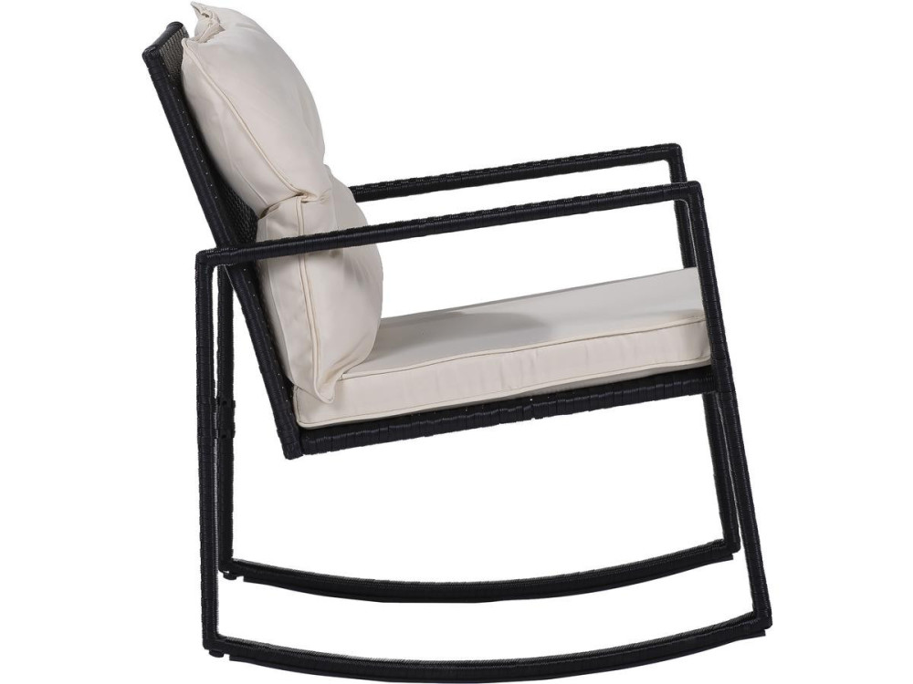 Outdoor furniture set with 2 "Sami" rocking chairs - Black/beige