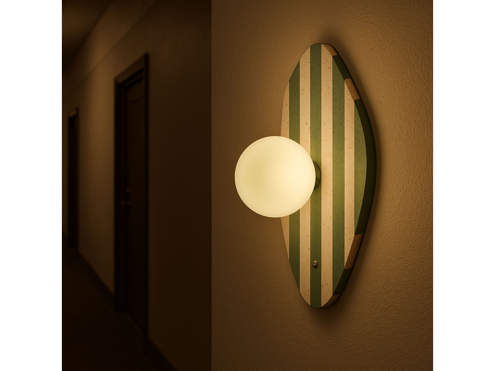 "Espe" Travertine Wall Sconce - Beige / White / Green