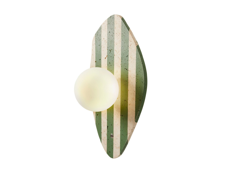 "Espe" Travertine Wall Sconce - Beige / White / Green