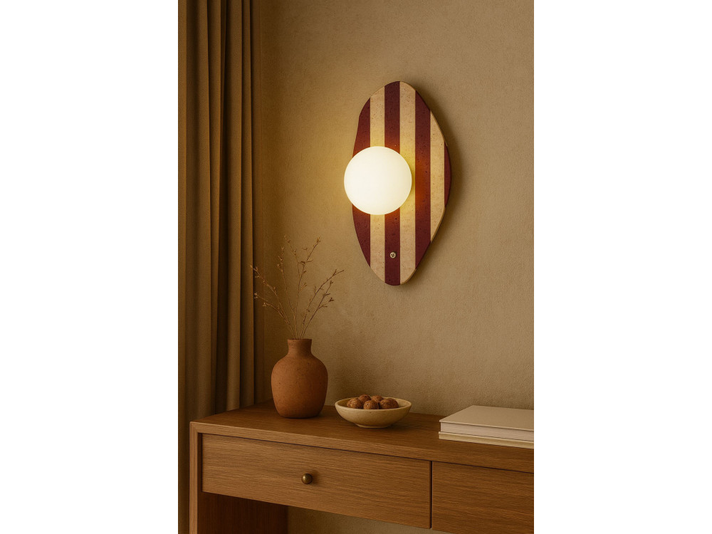 "Push" Travertine Wall Sconce - Beige / White / Red