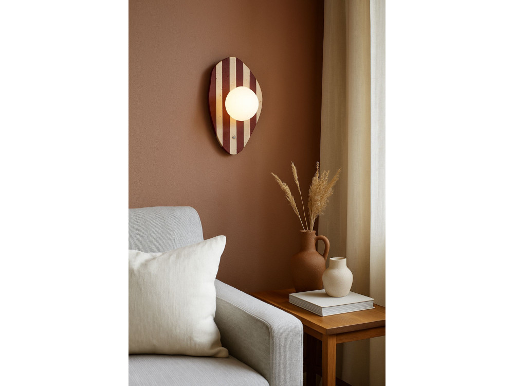 "Push" Travertine Wall Sconce - Beige / White / Red