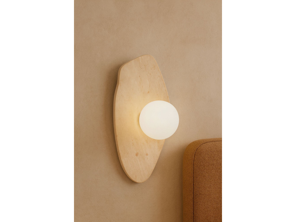 "Busy" Travertine Wall Sconce - Beige / White