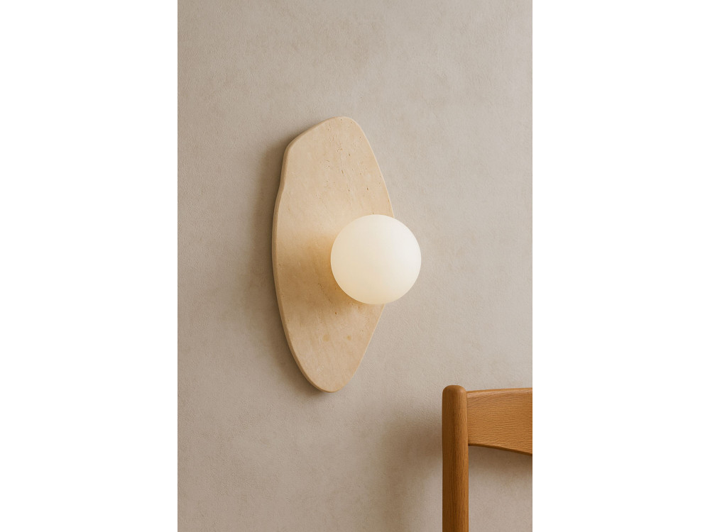 "Busy" Travertine Wall Sconce - Beige / White