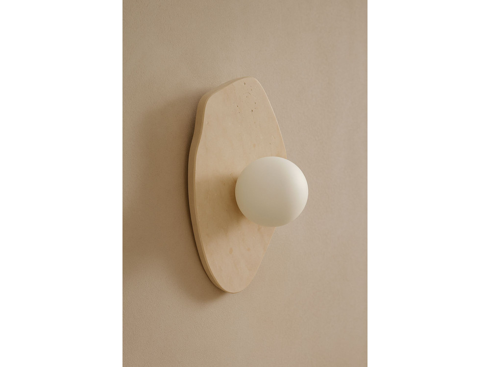 "Busy" Travertine Wall Sconce - Beige / White