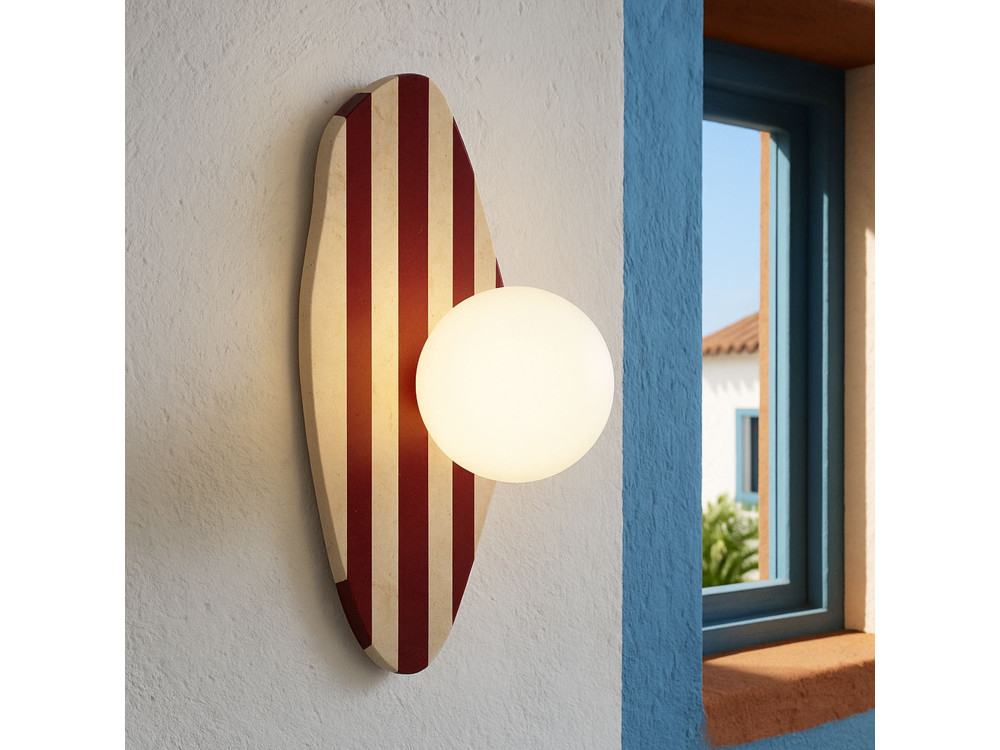 "Forest" Travertine Wall Sconce  - Beige / Red
