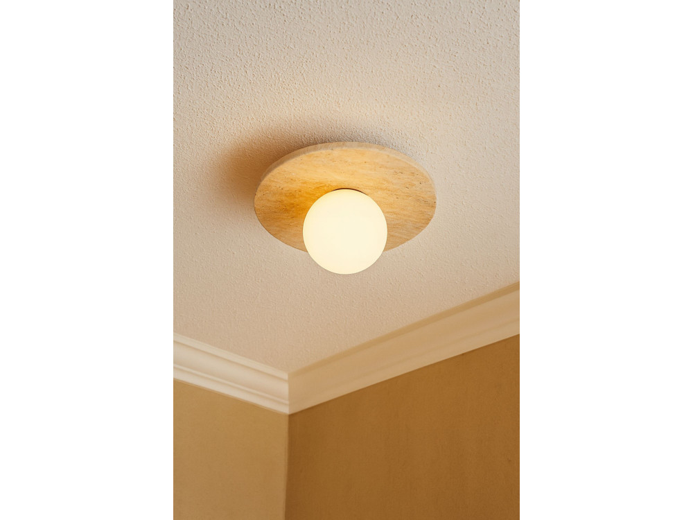 "Tor-Tun" Travertine Ceiling Light - Beige / White