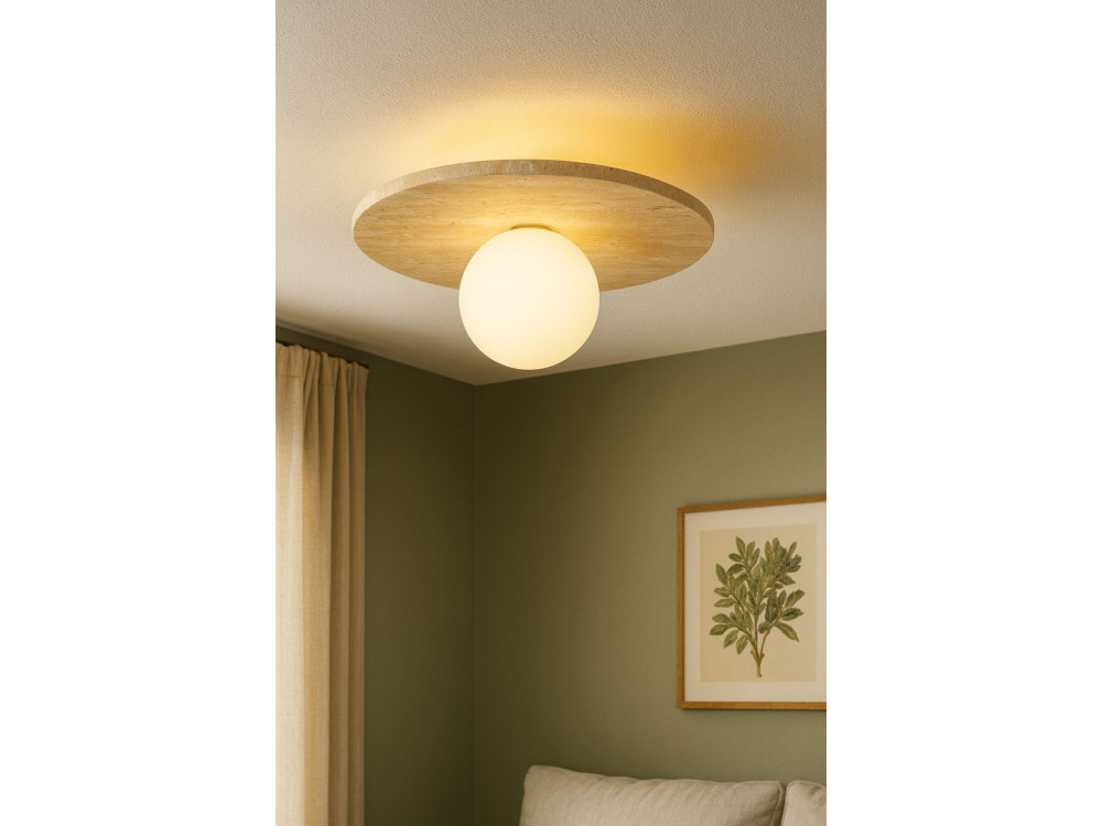 "Tor-Tun" Travertine Ceiling Light - Beige / White