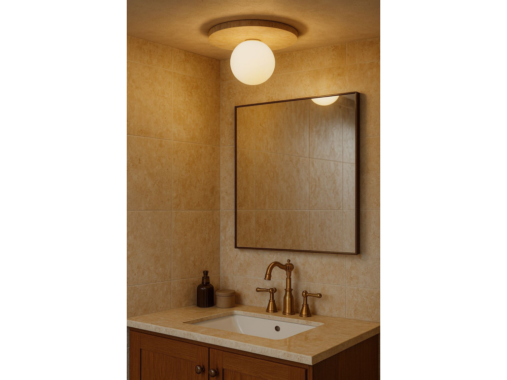 "Tor-Tun" Travertine Ceiling Light - Beige / White