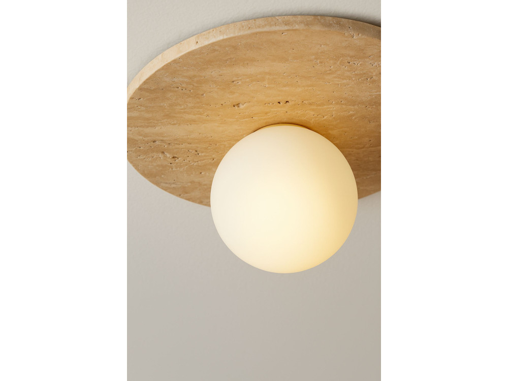 "Tor-Tun" Travertine Ceiling Light - Beige / White