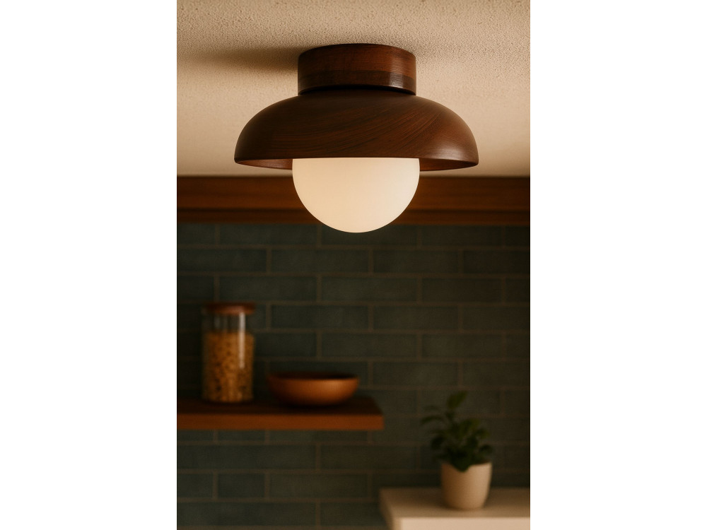 "Hand-T" Wooden Ceiling Light - Walnut / White