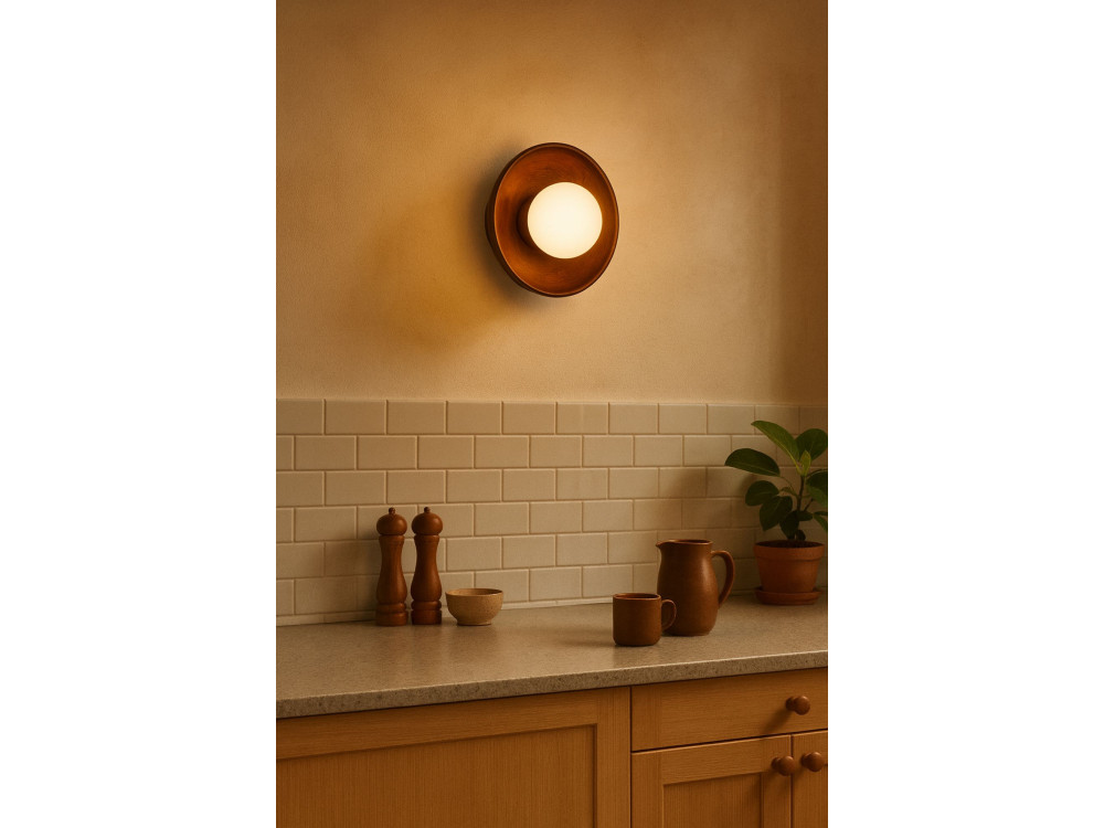 "Hand-S" Wooden Wall Sconce - Walnut / White