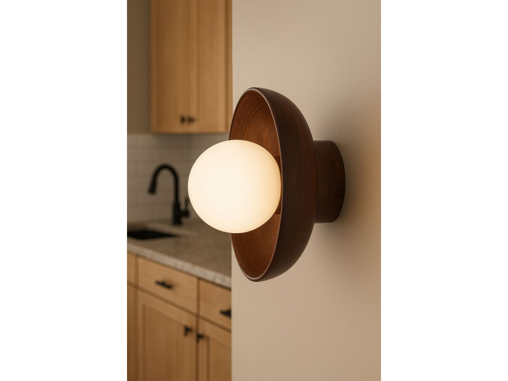 "Hand-S" Wooden Wall Sconce - Walnut / White