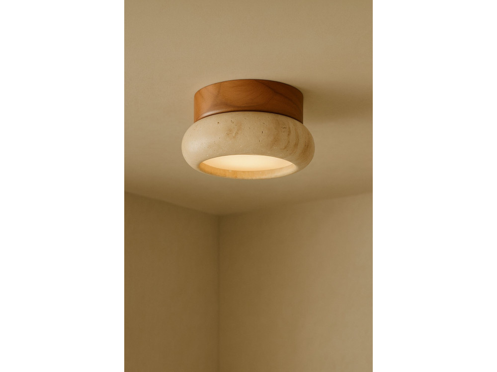 "Worm-S" Wooden Ceiling Light - Oak / Beige