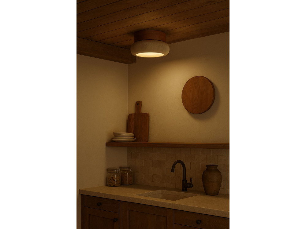 "Worm-S" Wooden Ceiling Light - Oak / Beige