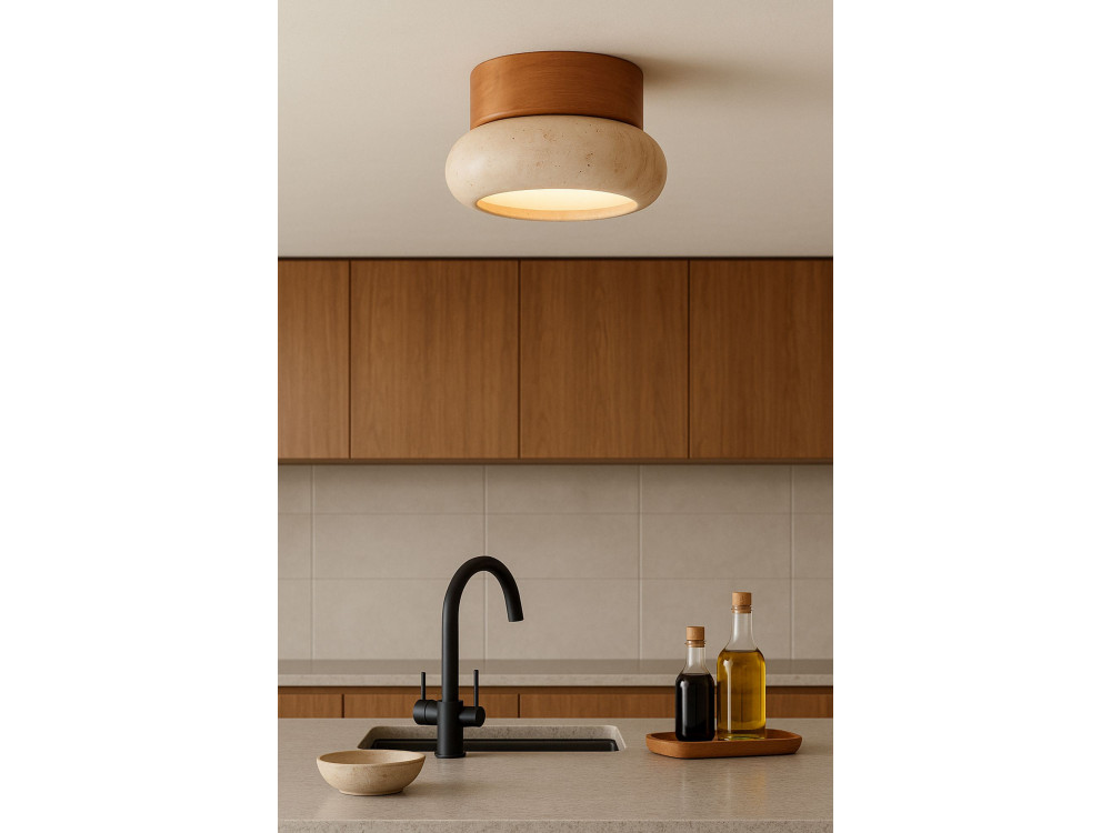 "Worm-S" Wooden Ceiling Light - Oak / Beige